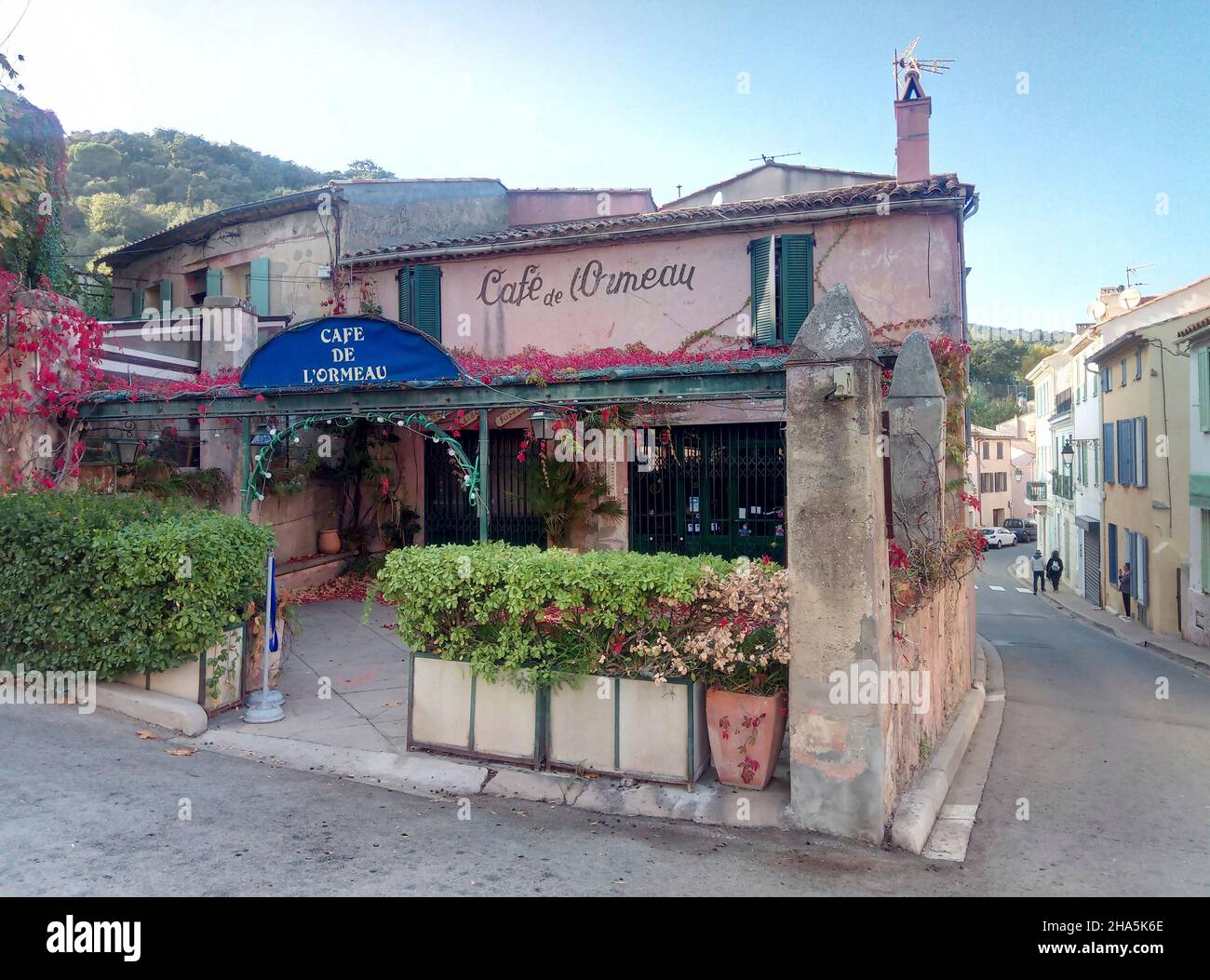 Cafe with a terrace mountain village in southern france hires stock photography and images Alamy