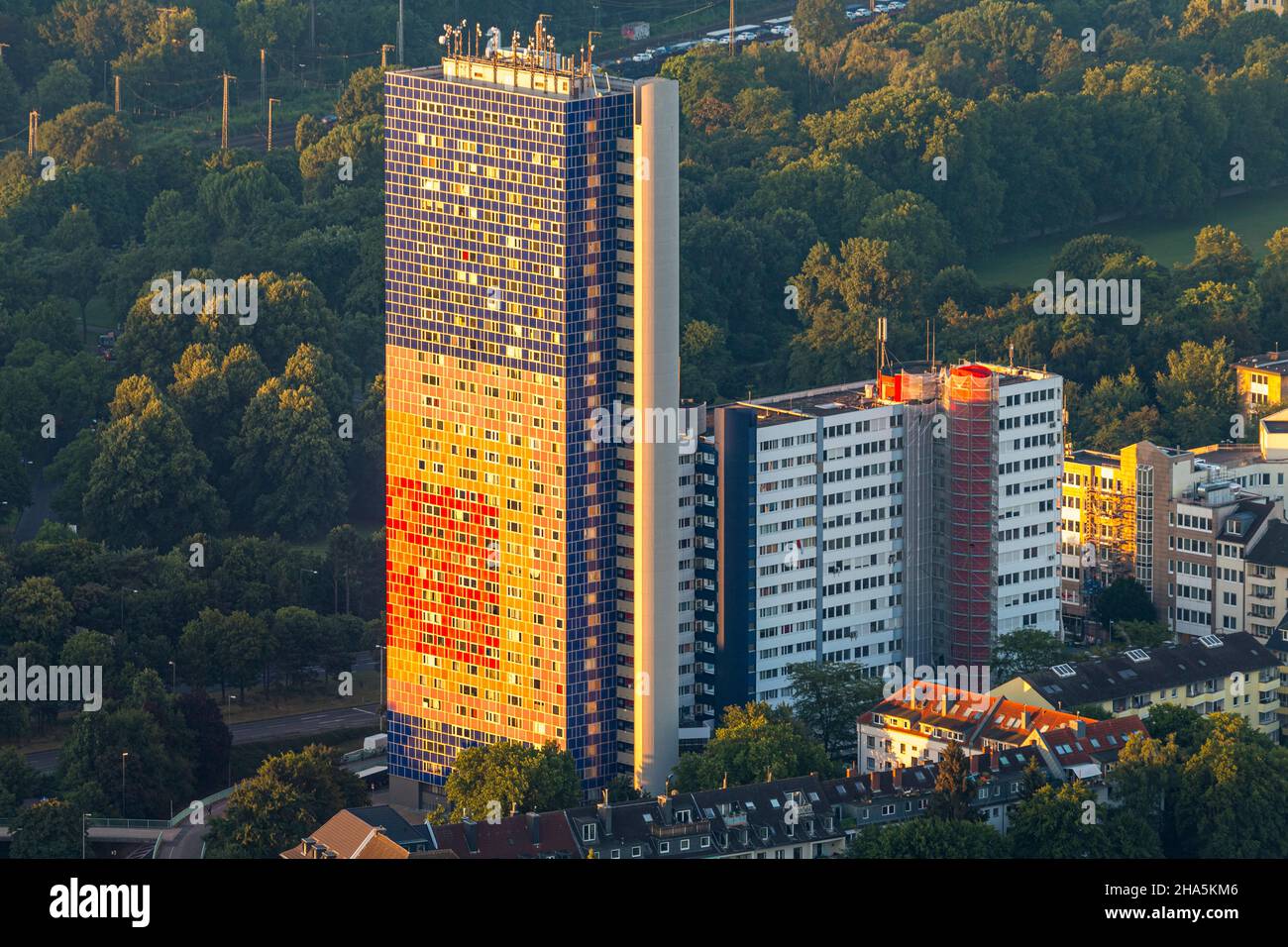 the herkules hochhaus - captured via zeppelin in the early morning just after sunrise. cologne,north rhine-westphalia,germany Stock Photo