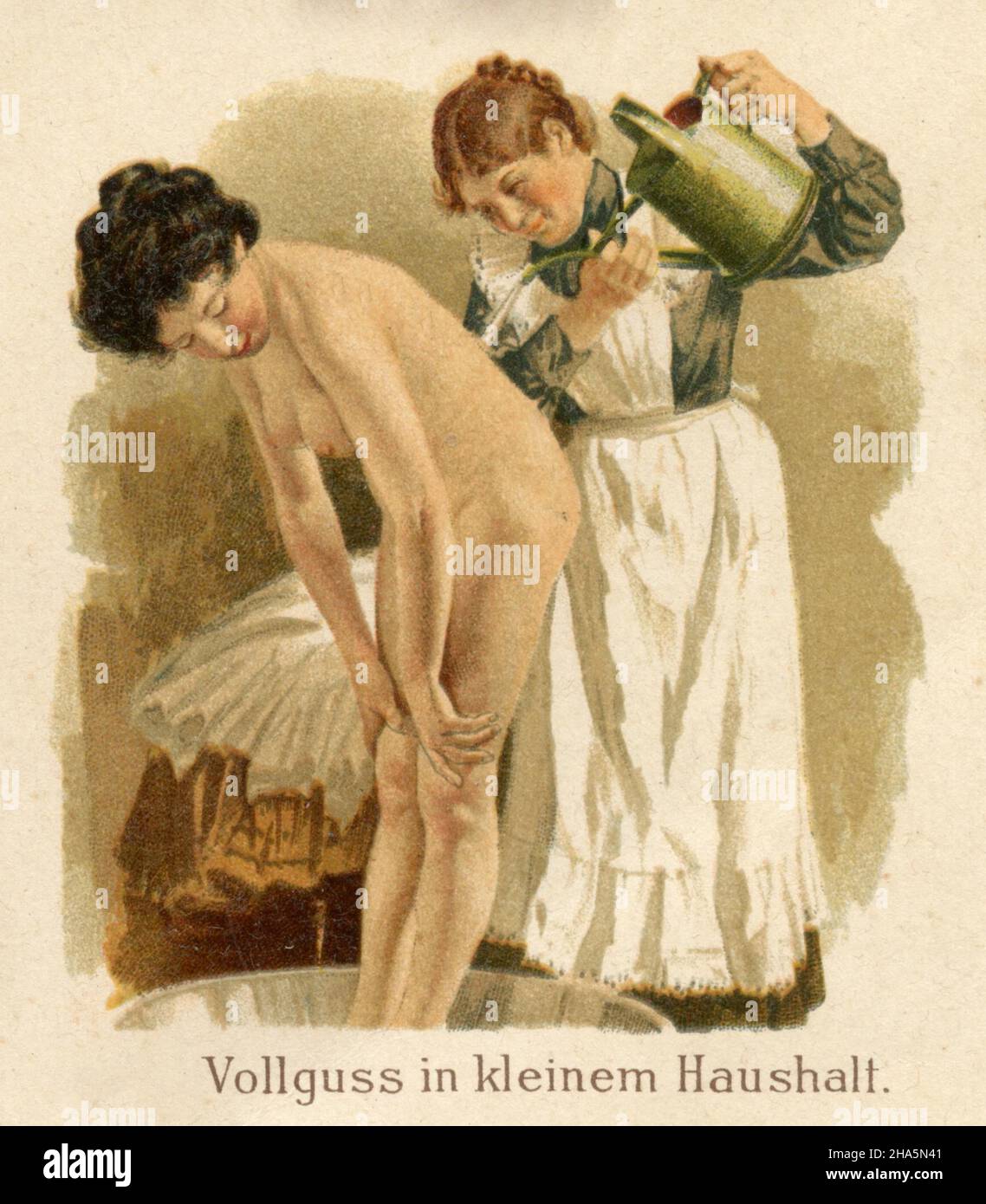 Water applications in nursing: full pouring in a small household ,  (medicine book, 1905) Stock Photo