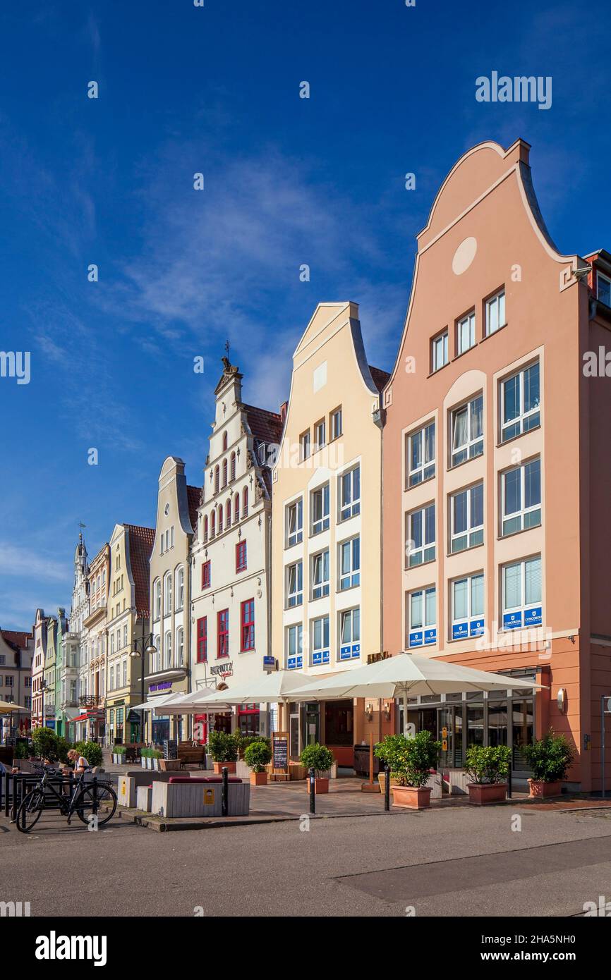 new market with historic gabled houses,rostock,mecklenburgwestern