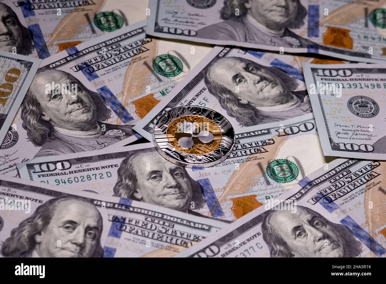 Crypto currency ripple xrp and us dollars money background. Blockchain and  cyber currency. Global money. Exchange, bussiness, commercial. Cash money  and cryptocurrency concept Stock Photo - Alamy