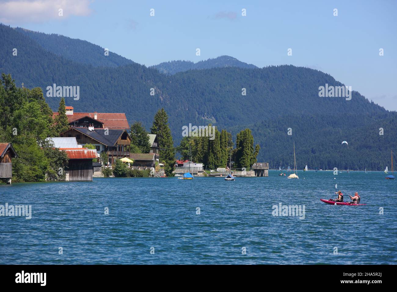 Walchensee and the municipality of the same name, Upper Bavaria, Bavaria, Germany Stock Photo