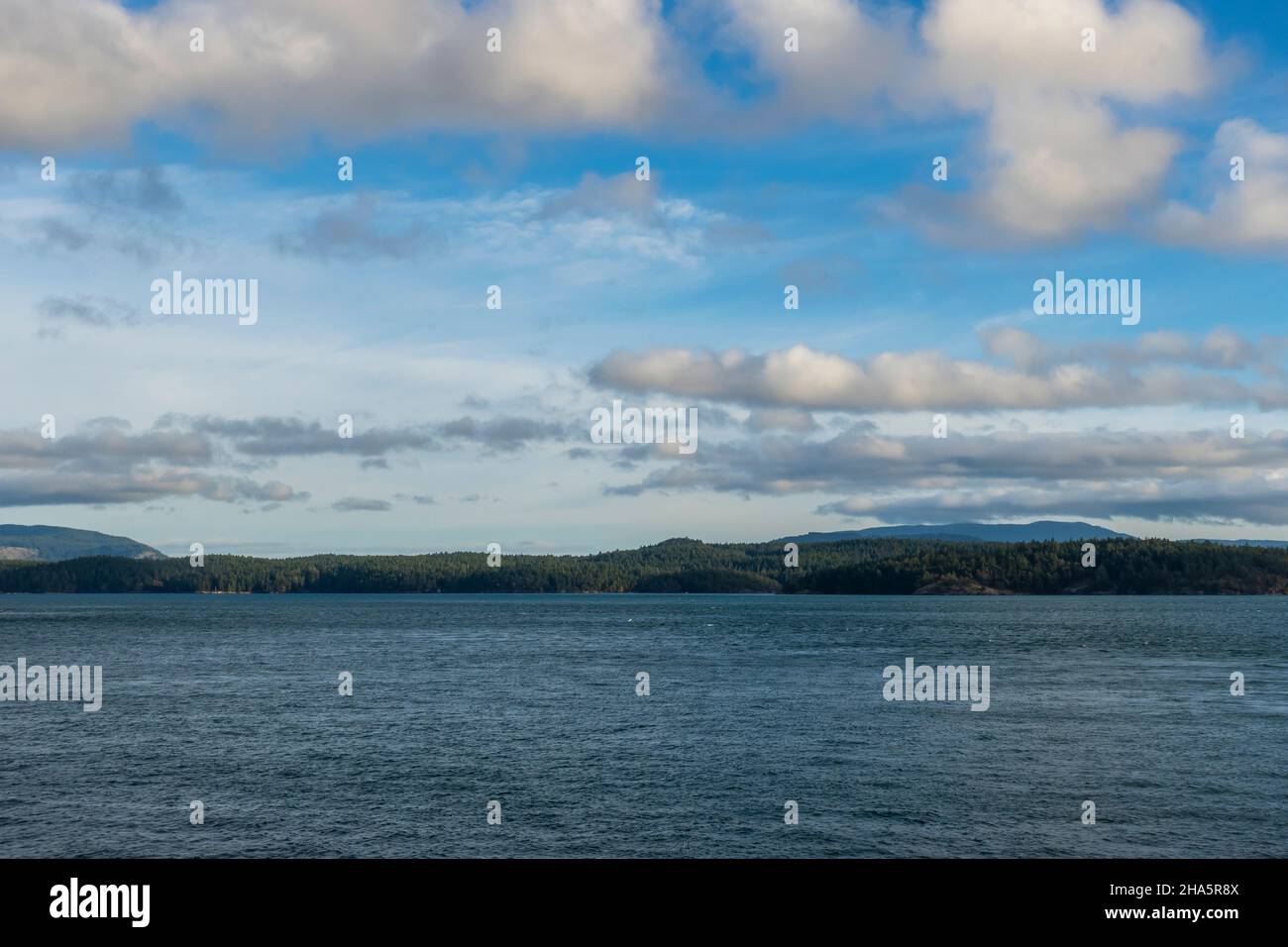 View of a vibrant blue sky above the San Juan Islands from the ...