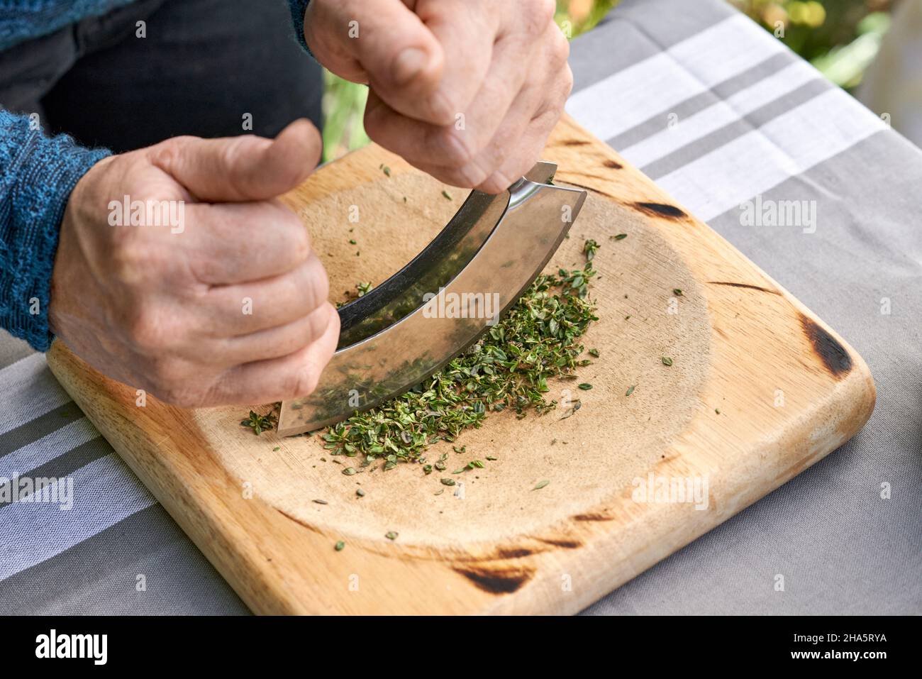 steps in the production of thyme candies,detached thyme leaves are