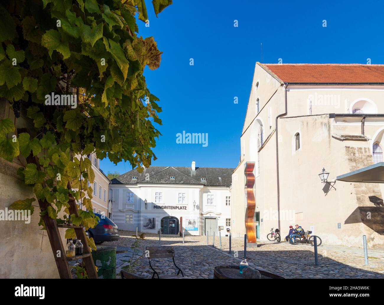 krems an der donau,church minoritenkirche and forum frohner in wachau,niederösterreich / lower austria,austria Stock Photo