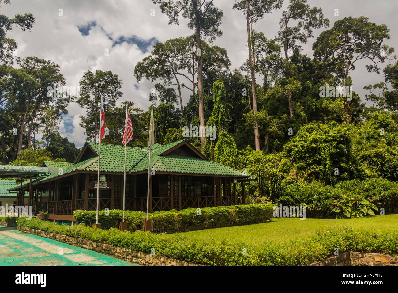 SEPILOK, MALAYSIA - FEBRUARY 19, 2018: Entrance of Sepilok Orangutan Rehabilitation Centre, Sabah, Malaysia Stock Photo