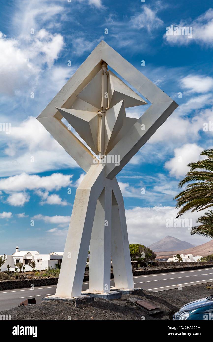 Wind chimes in front of the fundacion cesar manrique hires stock