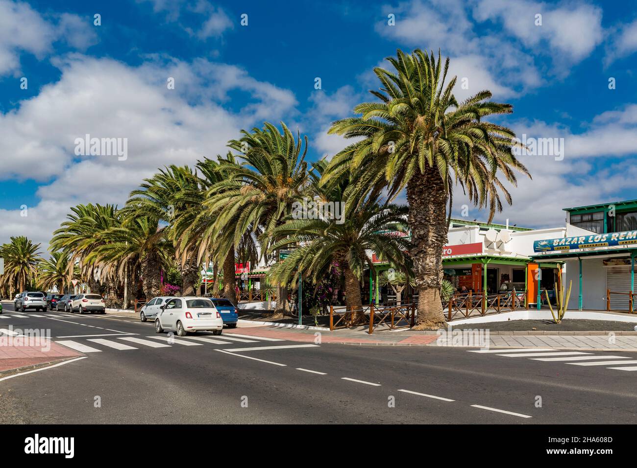 street in costa teguise,lanzarote,canaries,canary islands,spain Stock Photo