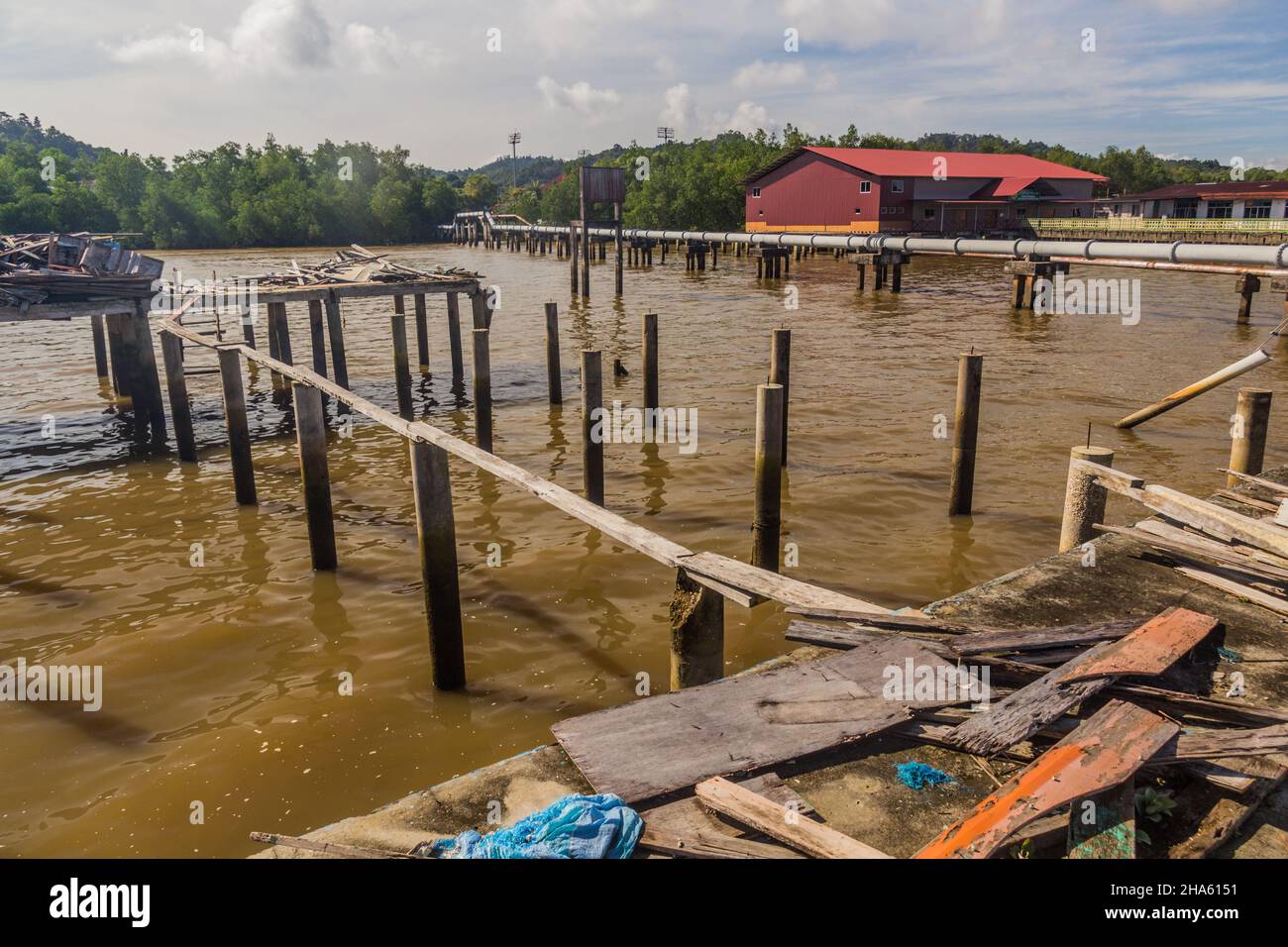Pipelines in Kampong Ayer water village in Bandar Seri Begawan, capital