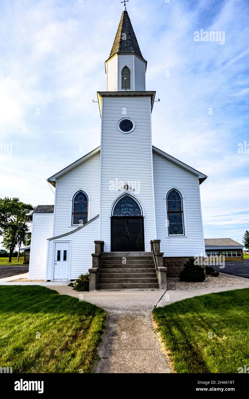 Small white church in rural America Stock Photo