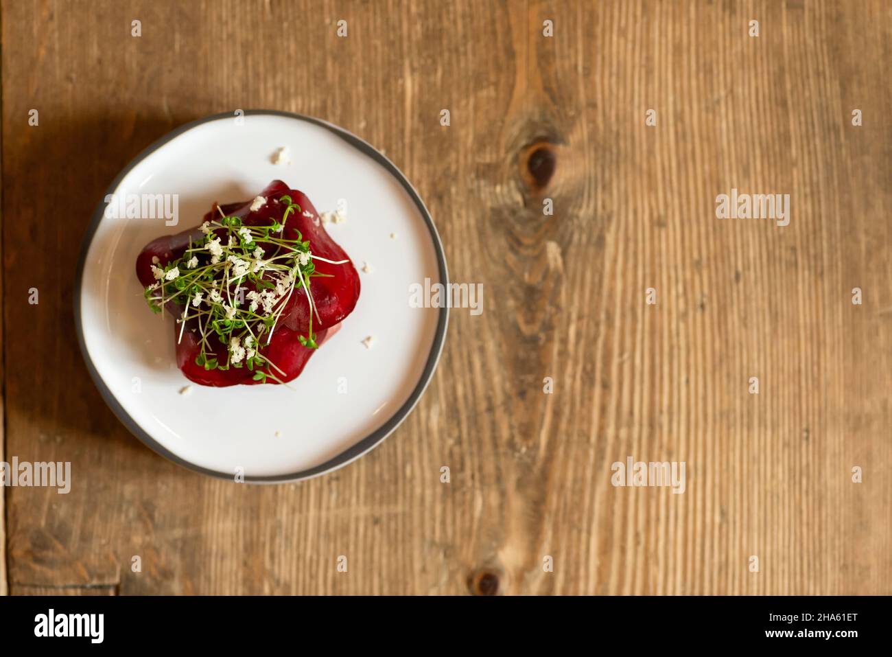 italy,trentino-south tyrol,alto adige,south tyrol,meran,district community burggrafenamt,algund,inn zur blauen traube,lukewarm veal tongue sour with salsa verde Stock Photo