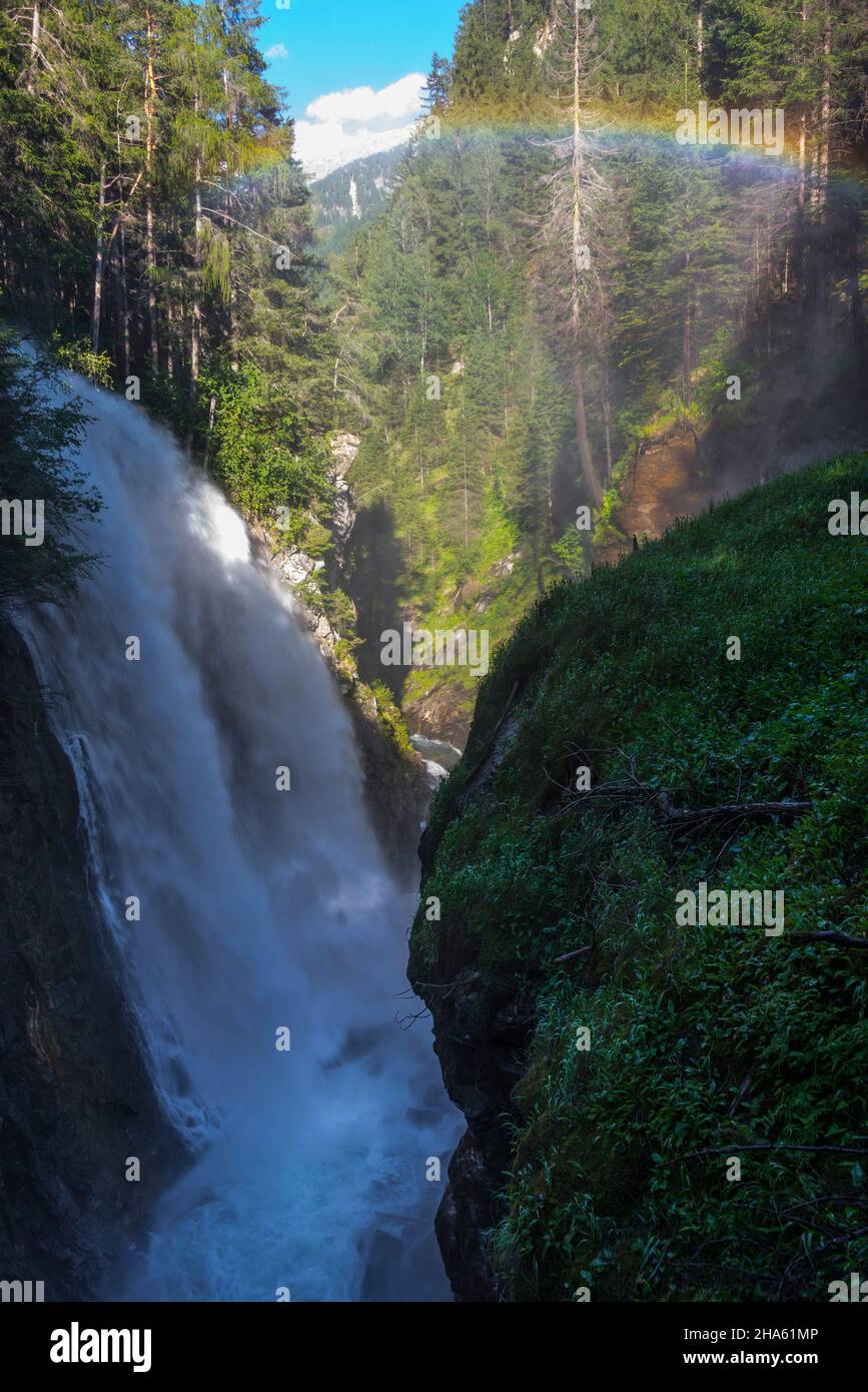 italy,south tyrol,trentino-alto adige,alto adige,pustertal,ahrntal,sand in taufers,campo tures,tobel gorge with the reinbach falls Stock Photo