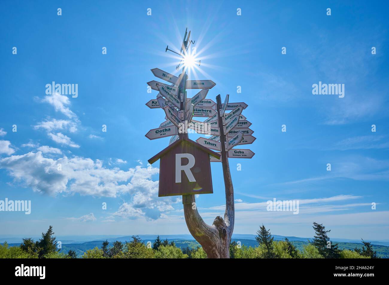 signpost,rennsteig,großer inselsberg,bad tabarz,thuringian forest ...
