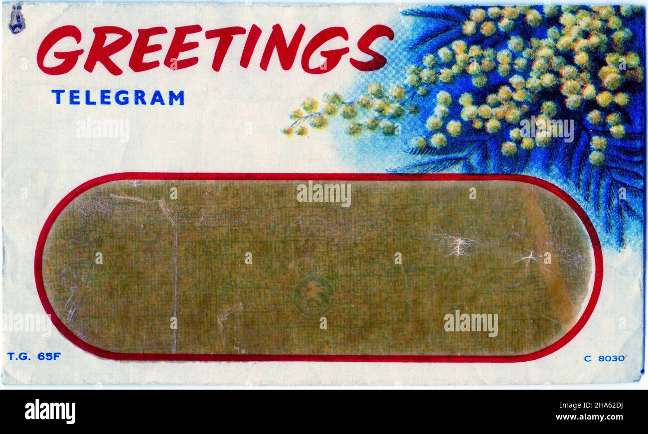 Retro design of a telegram envelope, circa 1950 Stock Photo