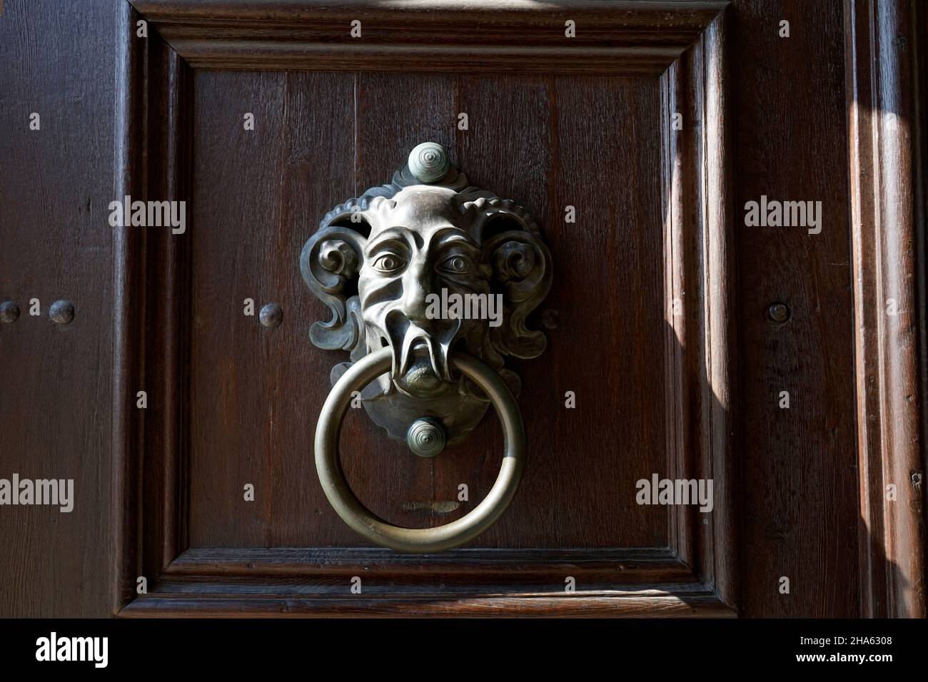 germany,bavaria,upper franconia,bamberg,old town,new residence,portal,historical door knob with ring,door knocker Stock Photo