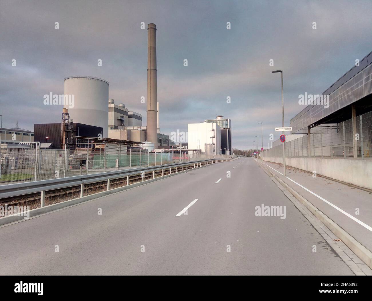 power plant,industrial area with road. Stock Photo