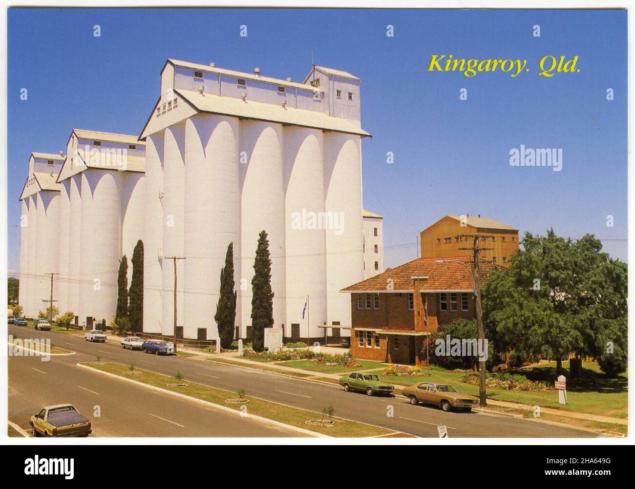 postcard featuring a scene of the Kingaroy peanut silo in Queensland