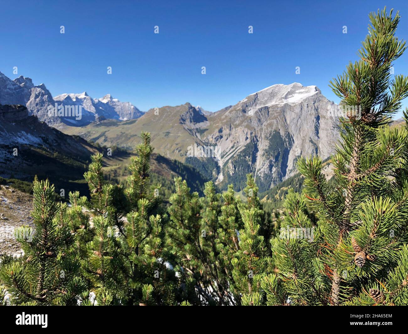view from hahnkampl towards birkkarspitze,nature,mountains,autumn,karwendel mountains,eng alm,binsalm,tyrol,austria Stock Photo