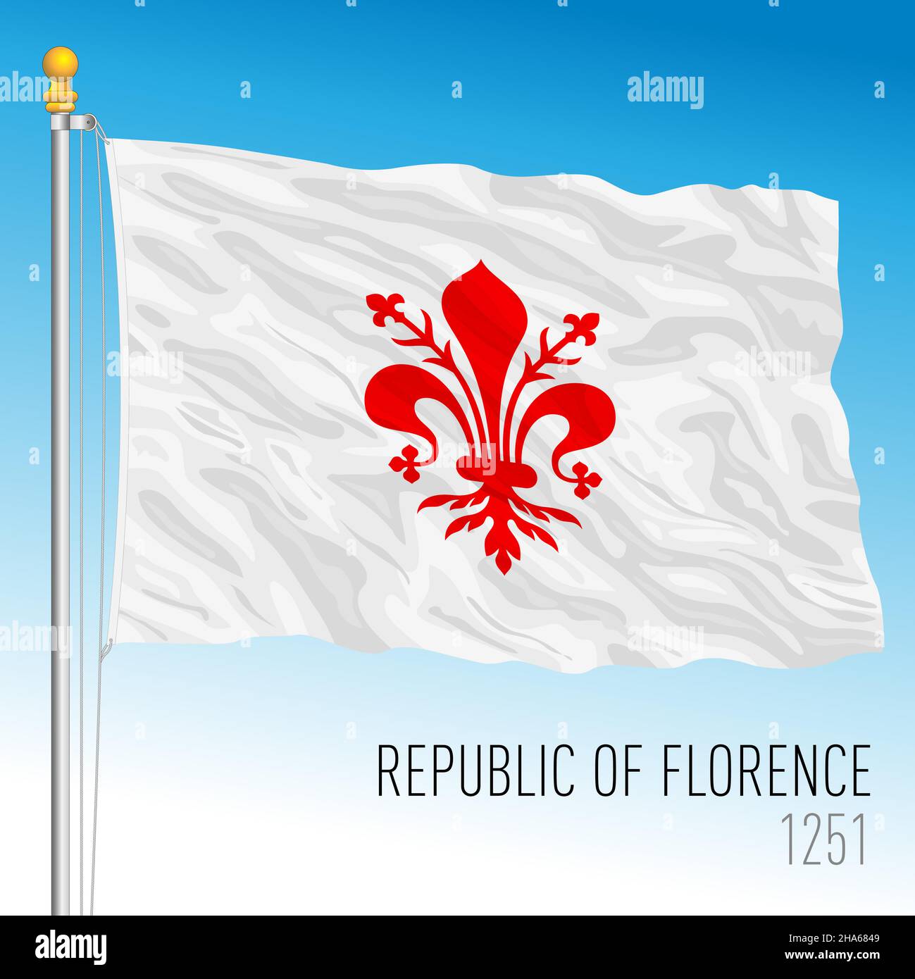 Republic of Florence historical civil flag, 1251, vector illustration Stock Vector