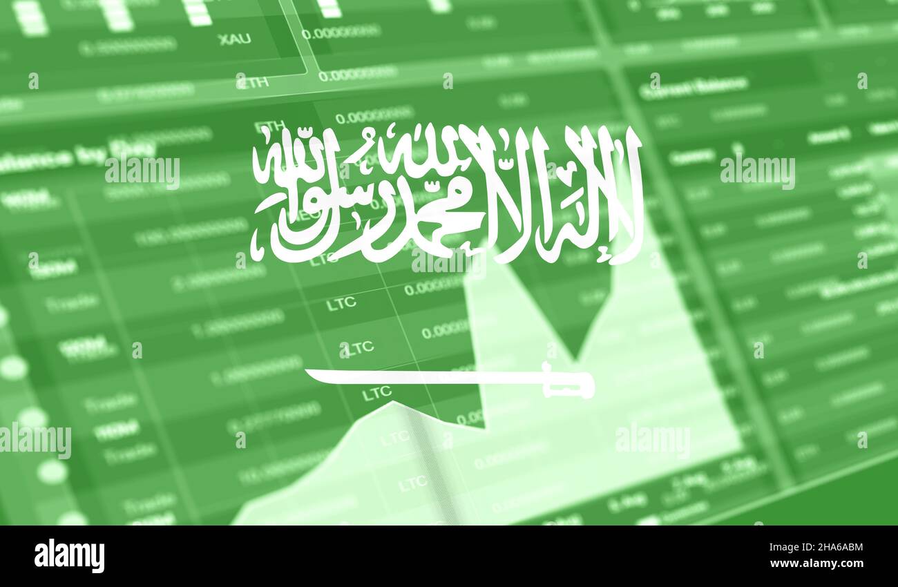 flag of Saudi Arabia and Stock market graph bar. Cryptocurrency. Bitcoin  Stock Growth. Conceptual image for investors in cryptocurrency and  Blockchain Stock Photo - Alamy