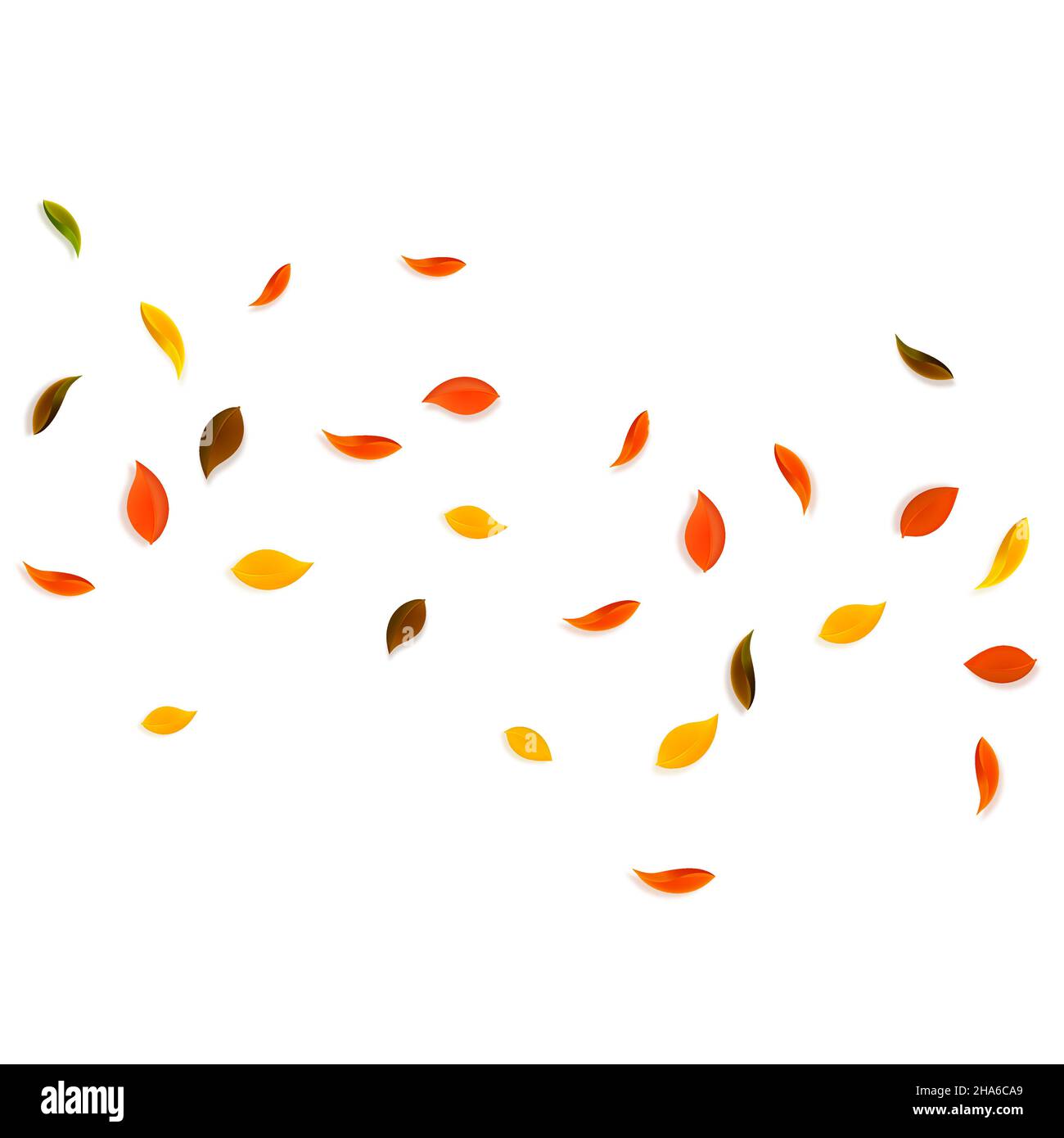 Falling autumn leaves. Red, yellow, green, brown random leaves flying ...