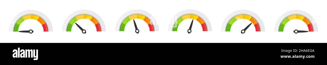Color scale with arrow from red to green. The measuring device icons ...