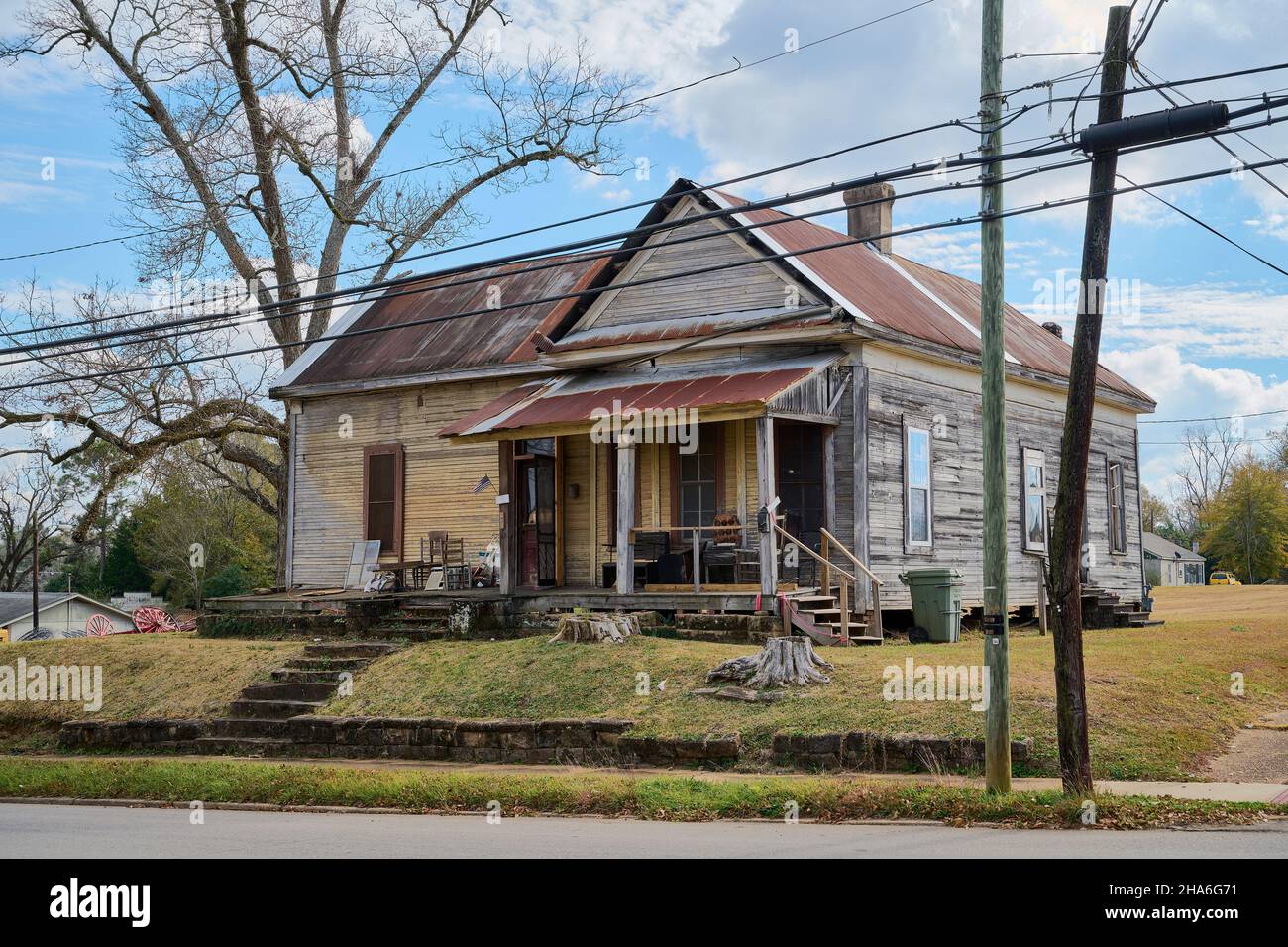 Old house or home in old an neighborhood in Greenville Alabama, USA. Stock Photo