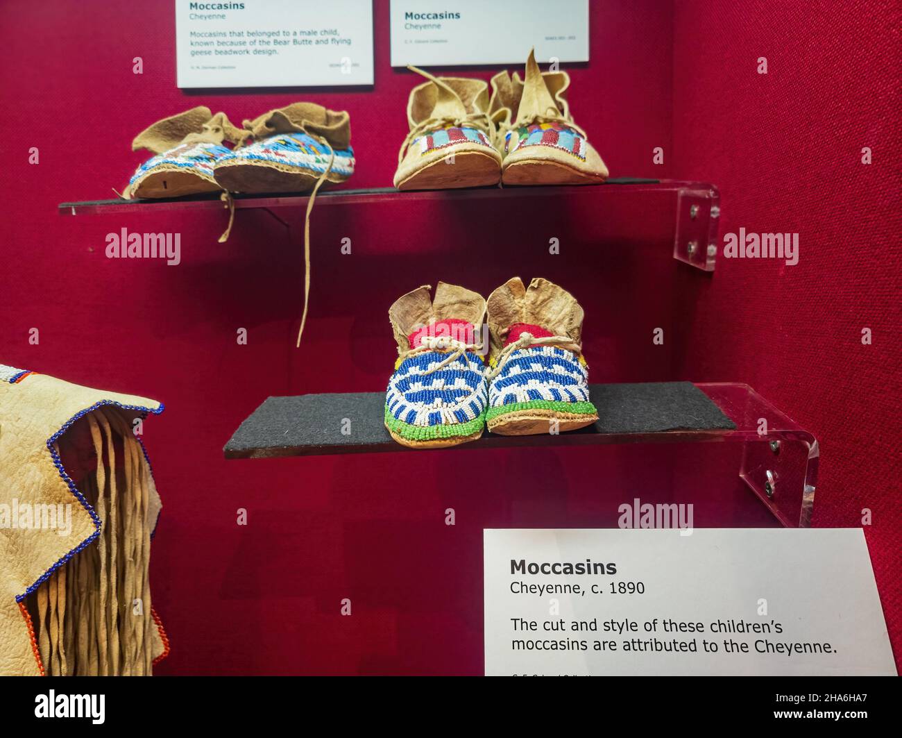 Oklahoma, DEC 9 2021 Close up shot of traditional indian shoes of the