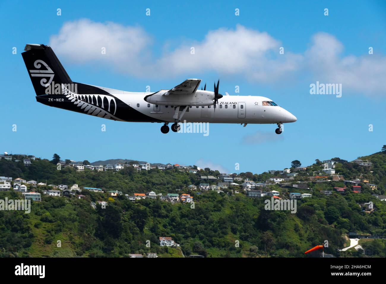 De Havilland Canada Dash 8 311, aeroplane, ZK-NER,  Air New Zealand, Wellington airport, North Island, New Zealand Stock Photo