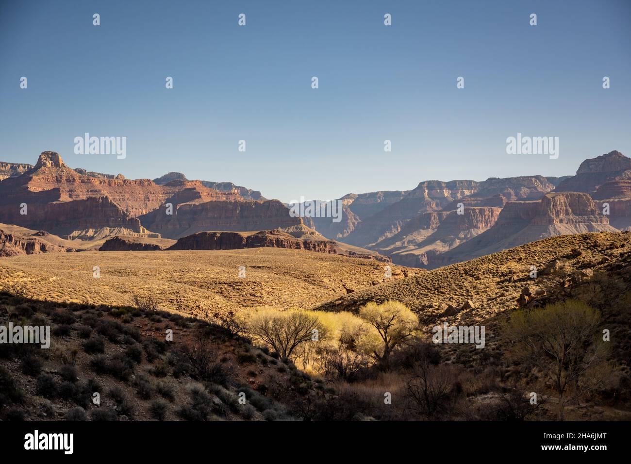 The Relativly Flat View From Plateau Point Trail In The Grand Canyon along the Tonto Trail Stock Photo