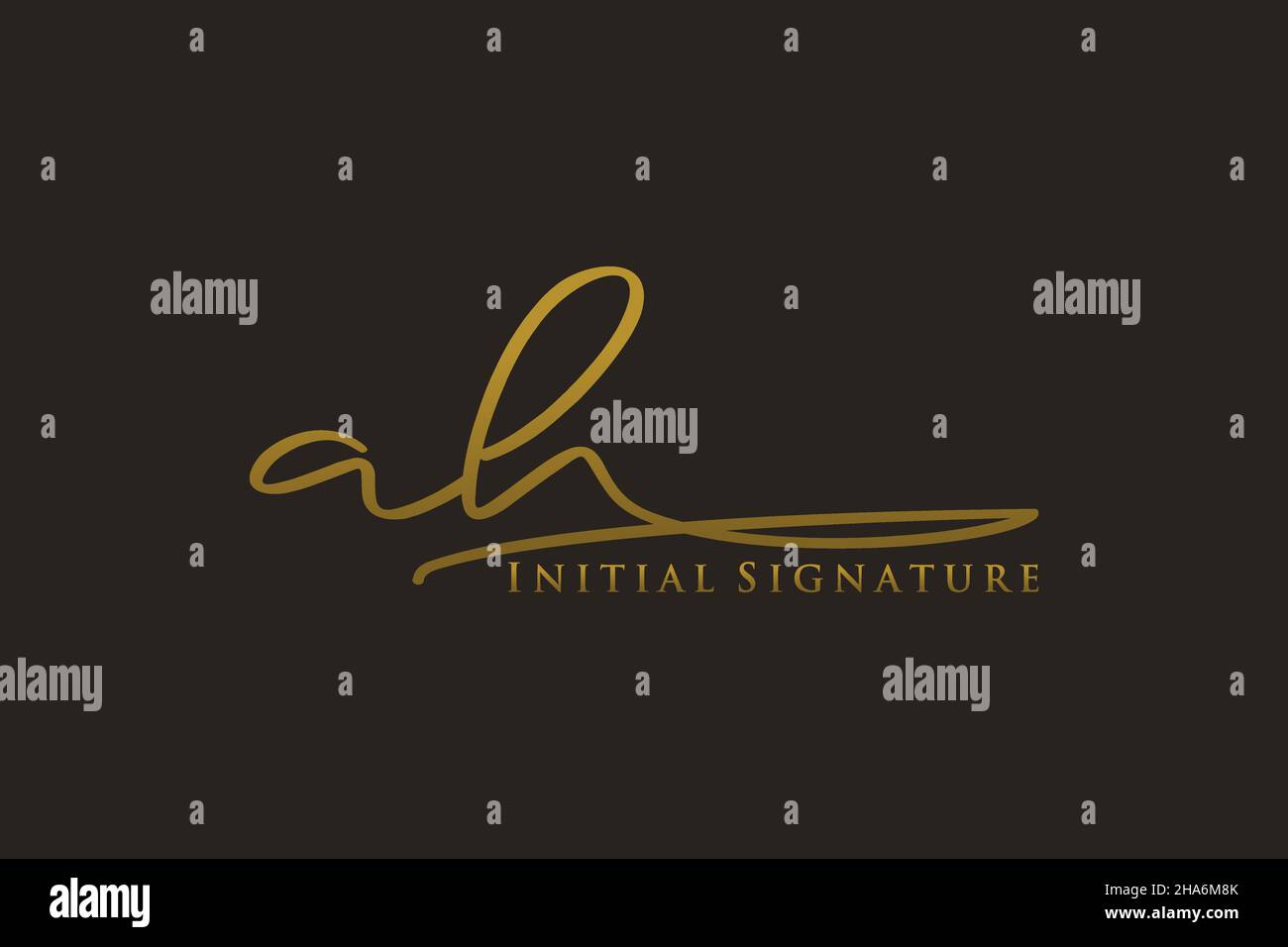 AH Letter Signature Logo Template elegant design logo. Hand drawn Calligraphy lettering Vector illustration. Stock Vector