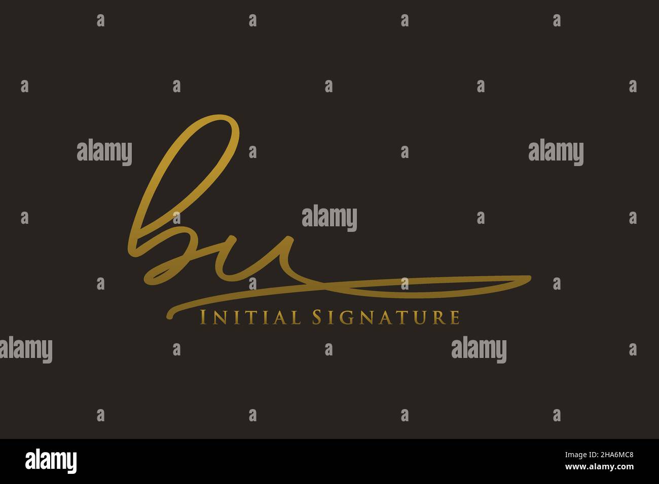 BU Letter Signature Logo Template elegant design logo. Hand drawn Calligraphy lettering Vector illustration. Stock Vector