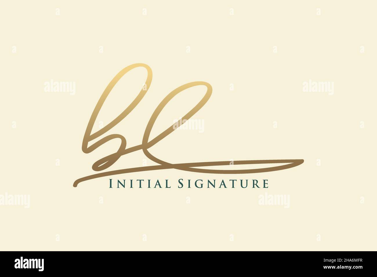 BL Letter Signature Logo Template elegant design logo. Hand drawn Calligraphy lettering Vector illustration. Stock Vector