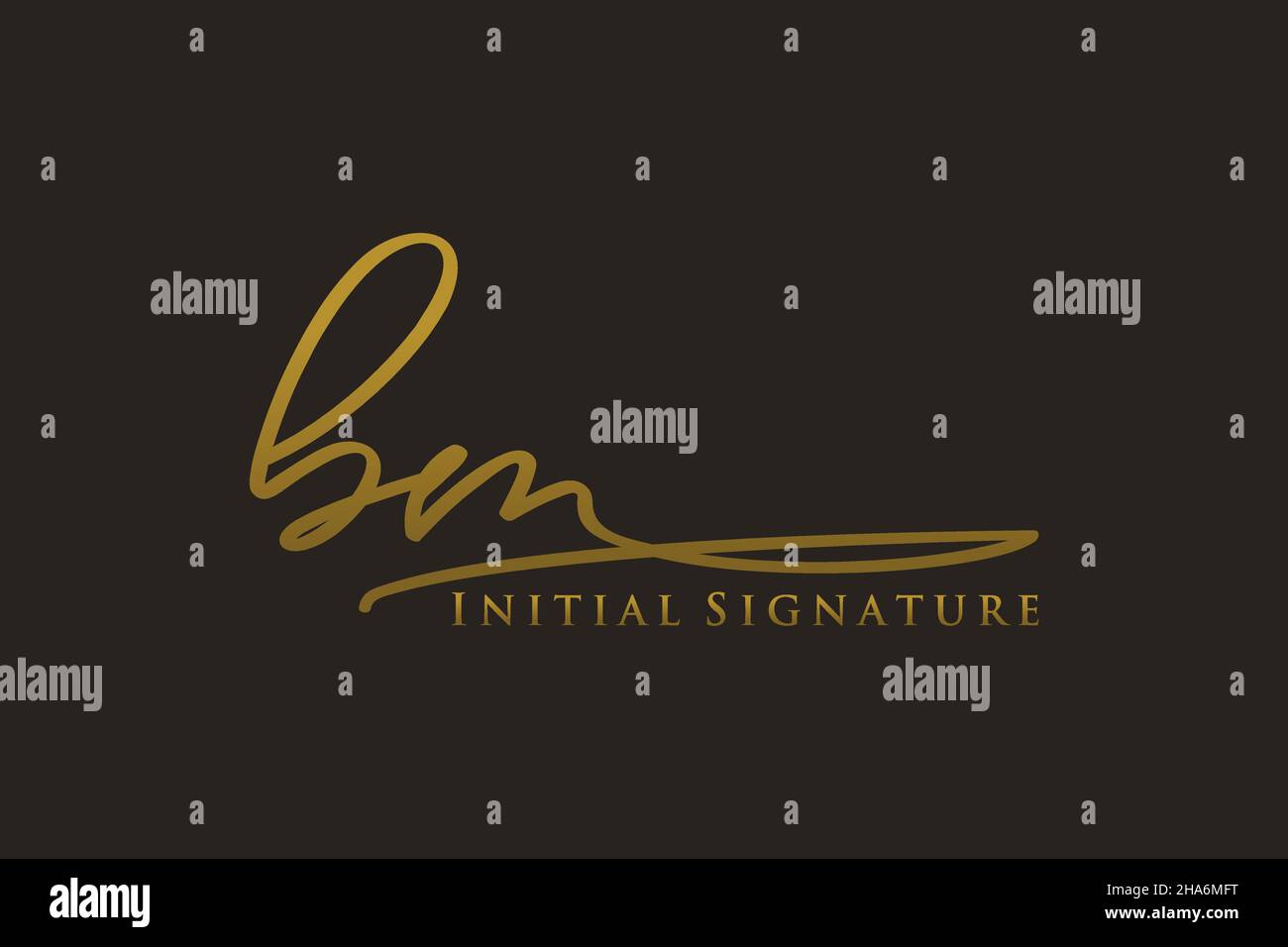 BM Letter Signature Logo Template elegant design logo. Hand drawn Calligraphy lettering Vector illustration. Stock Vector