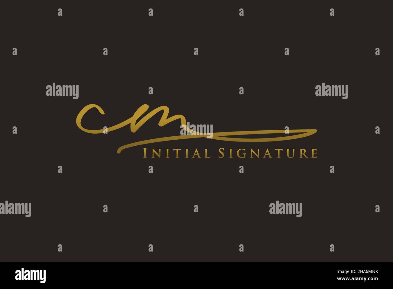 CM Letter Signature Logo Template elegant design logo. Hand drawn Calligraphy lettering Vector illustration. Stock Vector