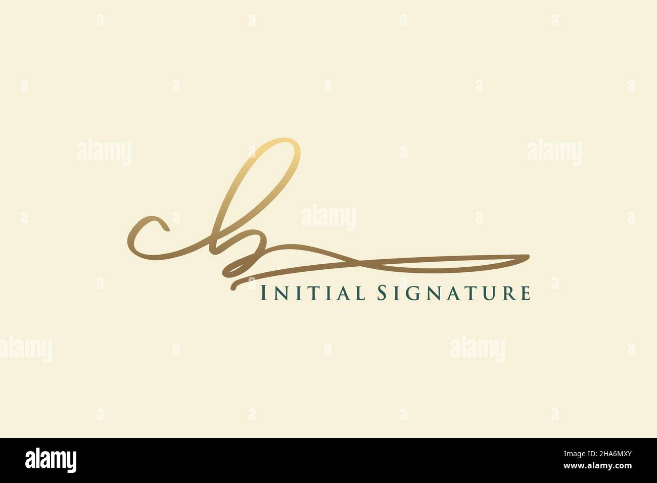 CB Letter Signature Logo Template elegant design logo. Hand drawn Calligraphy lettering Vector illustration. Stock Vector