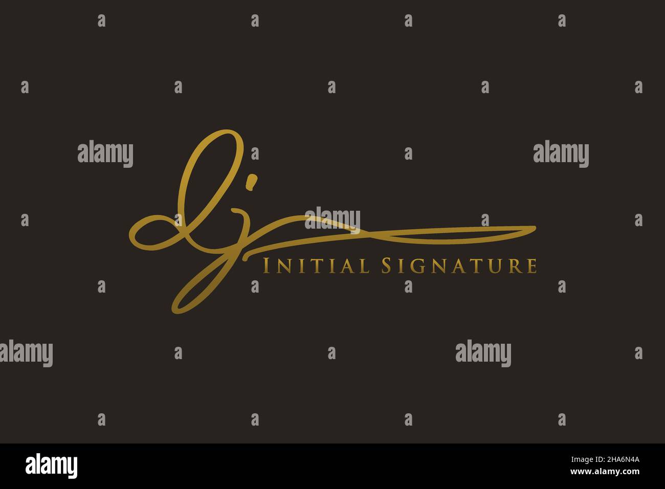 DJ Letter Signature Logo Template elegant design logo. Hand drawn Calligraphy lettering Vector illustration. Stock Vector