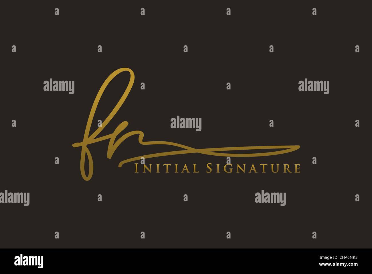 FR Letter Signature Logo Template elegant design logo. Hand drawn Calligraphy lettering Vector illustration. Stock Vector