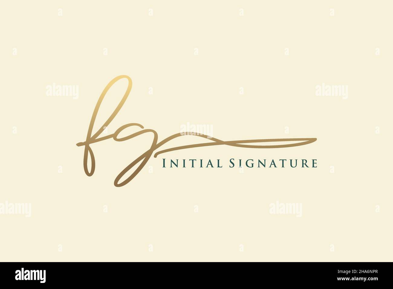 FG Letter Signature Logo Template elegant design logo. Hand drawn Calligraphy lettering Vector illustration. Stock Vector