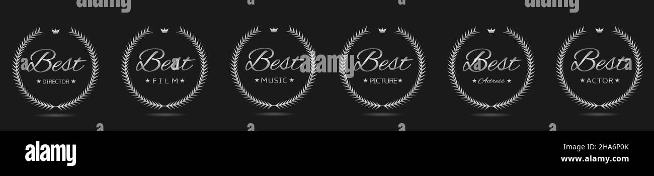 Best film Silver laurel wreath label set Stock Vector Image & Art - Alamy
