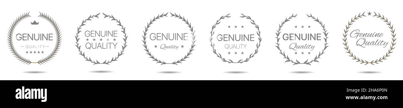 Genuine quality grey laurel wreath label set Stock Vector Image & Art ...