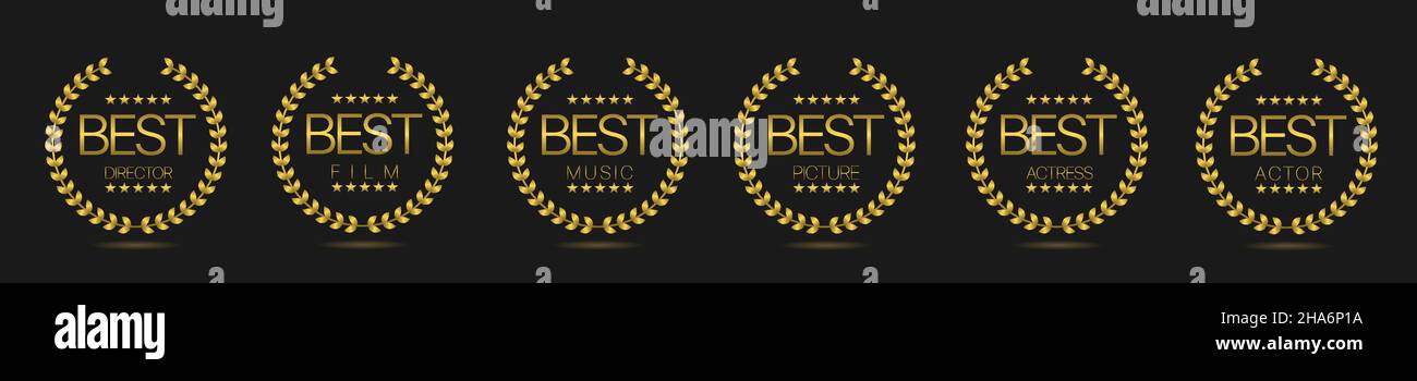 Best film Golden laurel wreath label set Stock Vector Image & Art - Alamy