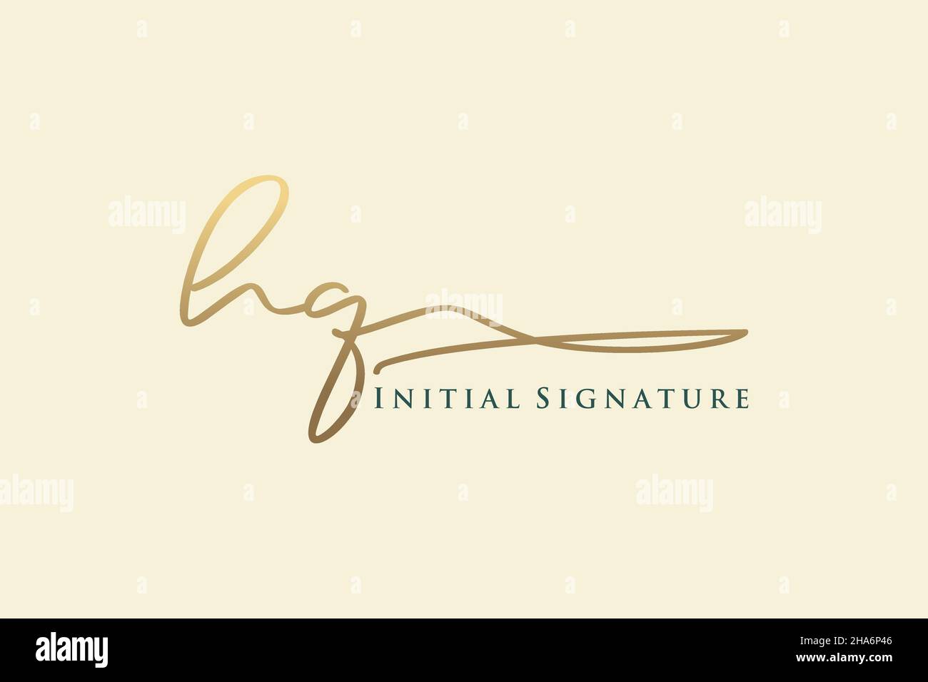HQ Letter Signature Logo Template elegant design logo. Hand drawn Calligraphy lettering Vector illustration. Stock Vector