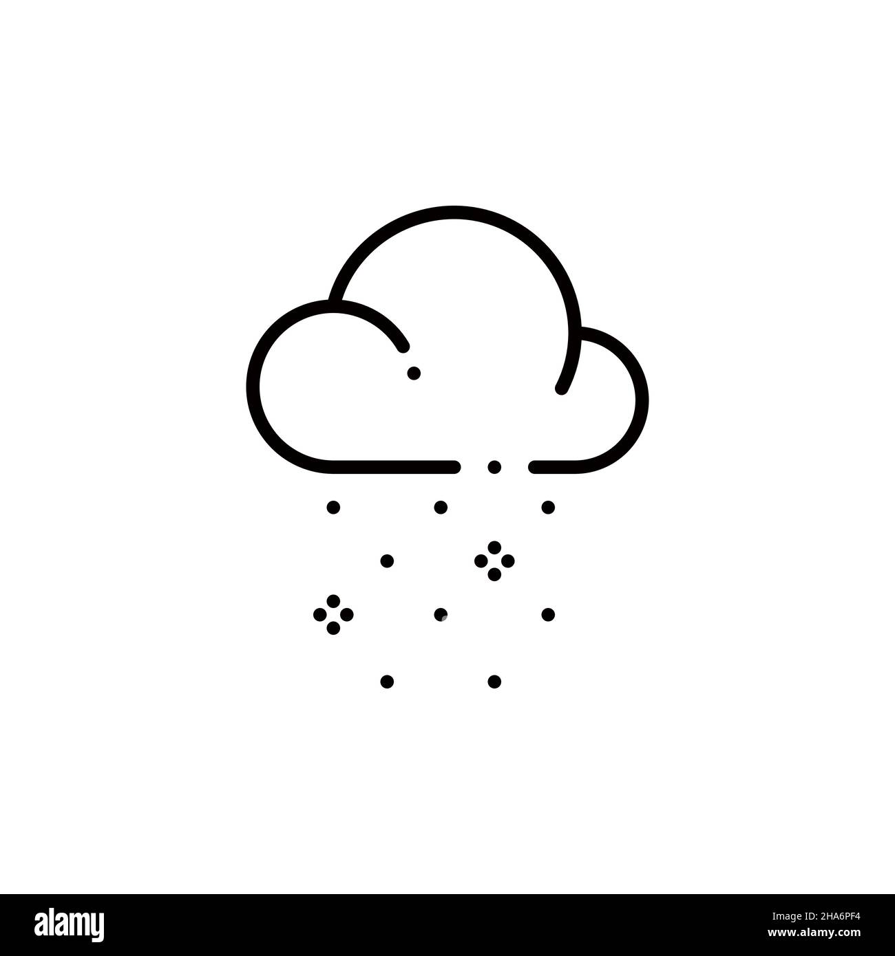 Snowing from a cloud. Winter weather. Pixel perfect, editable stroke icon Stock Vector