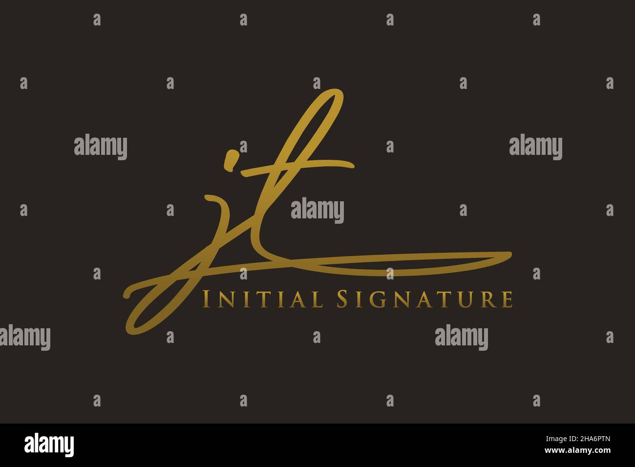 JT Letter Signature Logo Template elegant design logo. Hand drawn Calligraphy lettering Vector illustration. Stock Vector