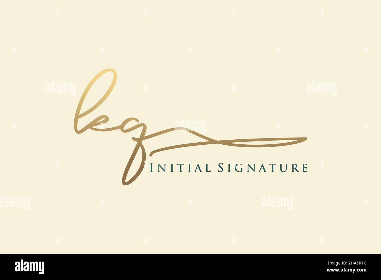 KQ Letter Signature Logo Template elegant design logo. Hand drawn Calligraphy lettering Vector illustration. Stock Vector