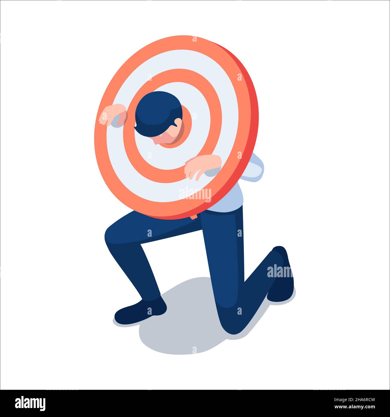 Flat 3d Isometric Businessman Stucking in The Target. Business Problem