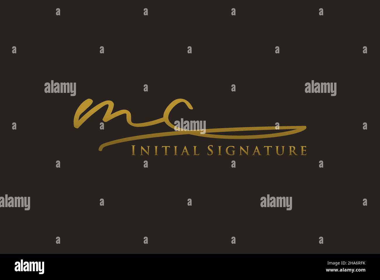 MC Letter Signature Logo Template elegant design logo. Hand drawn Calligraphy lettering Vector illustration. Stock Vector