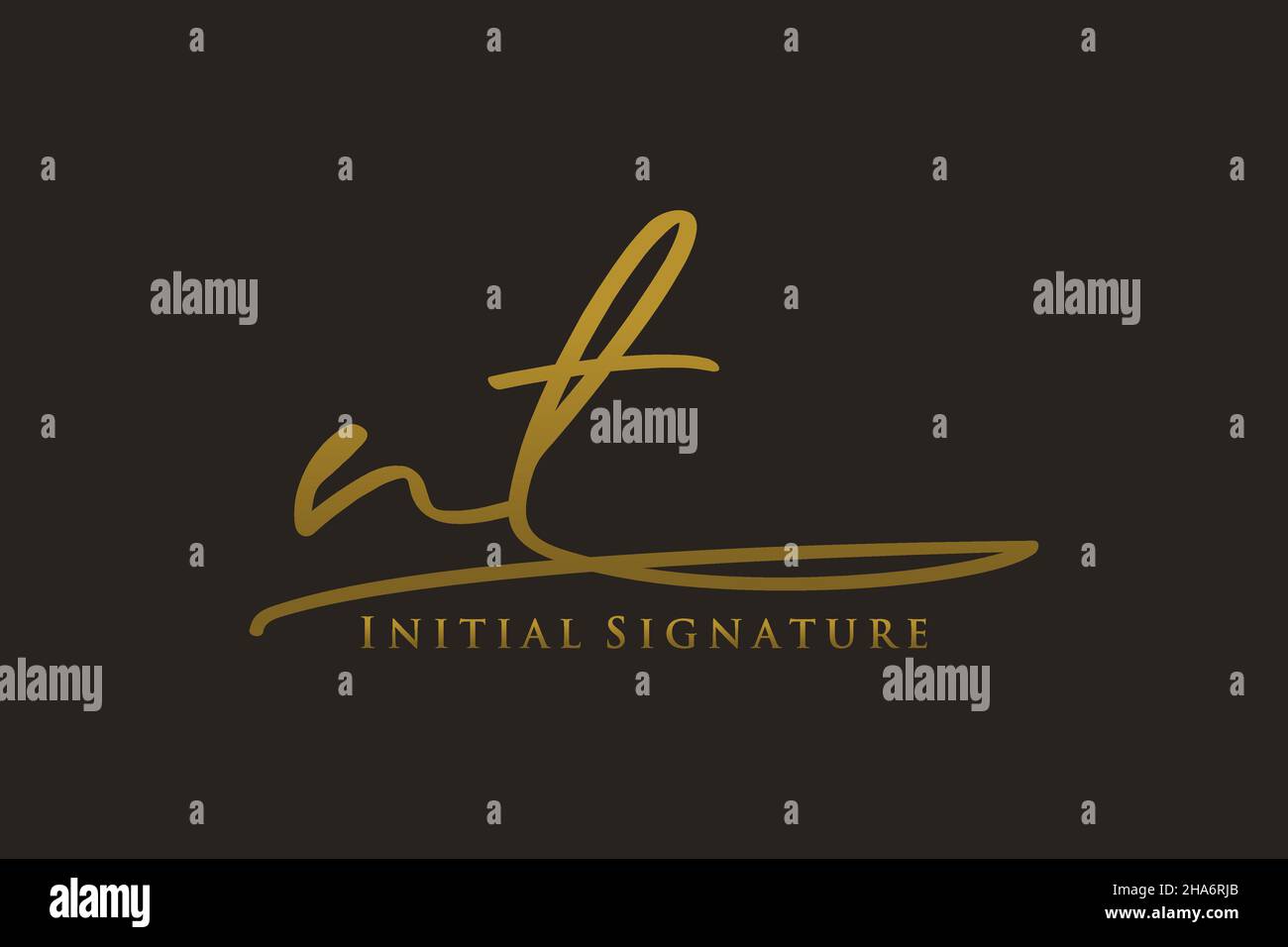 NT Letter Signature Logo Template elegant design logo. Hand drawn Calligraphy lettering Vector illustration. Stock Vector