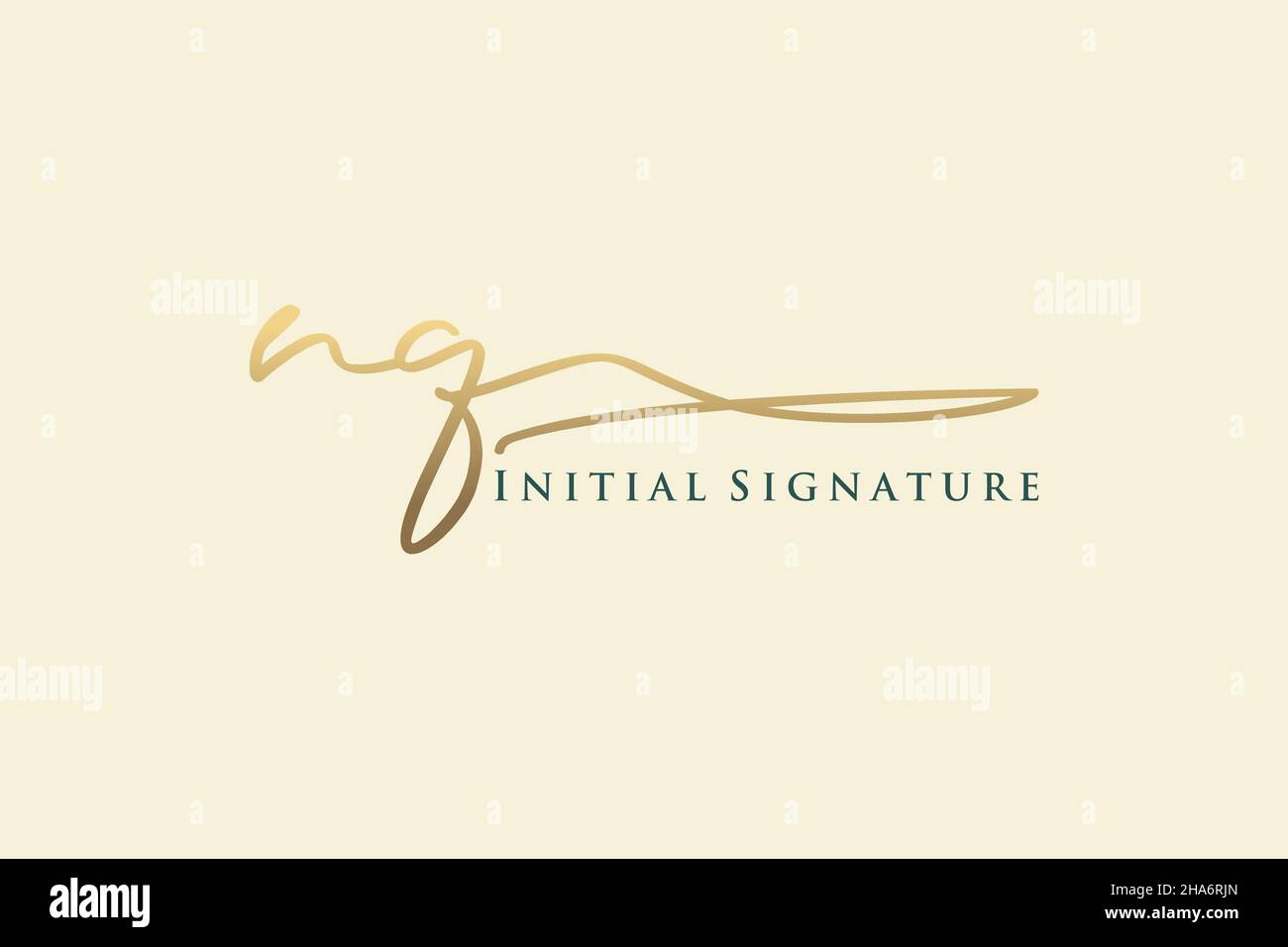NQ Letter Signature Logo Template elegant design logo. Hand drawn Calligraphy lettering Vector illustration. Stock Vector